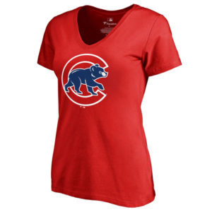 Women’s Chicago Cubs Red Secondary Color Primary Logo Slim Fit T-Shirt